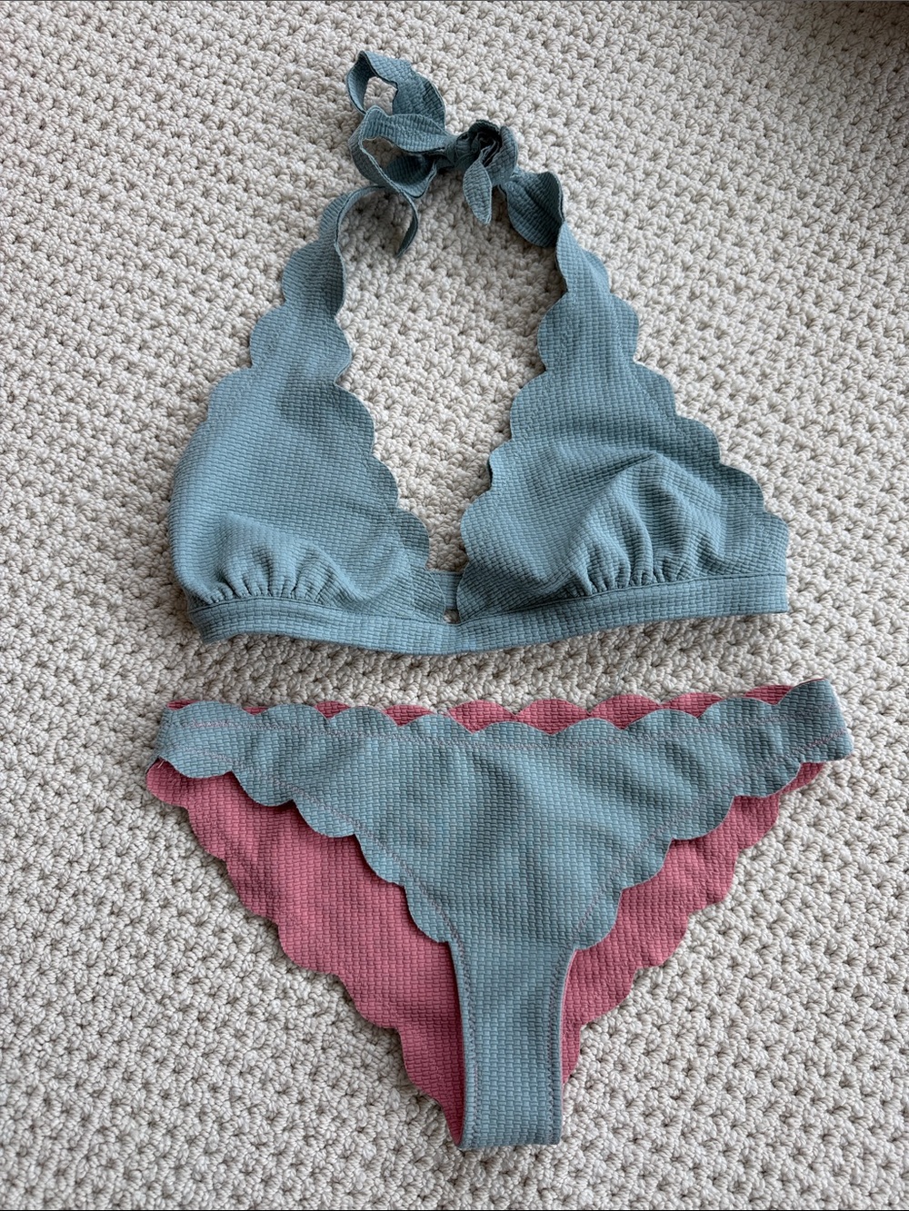 Marysia Swim Kids Bikini Set in Sage Green and Dusty Rose